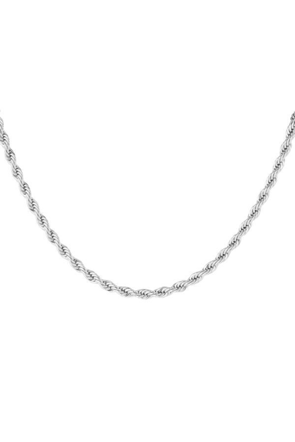 Unisex Χοντρή Κοντή Αλυσίδα - Ασημένια, 4.5mm - Image 4